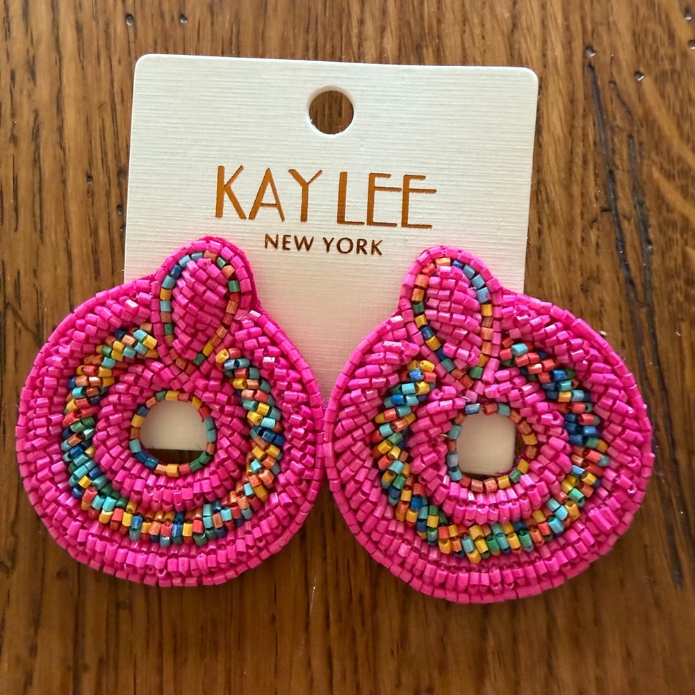 Vibrant Pink Beaded Earrings Handmade with ❤️